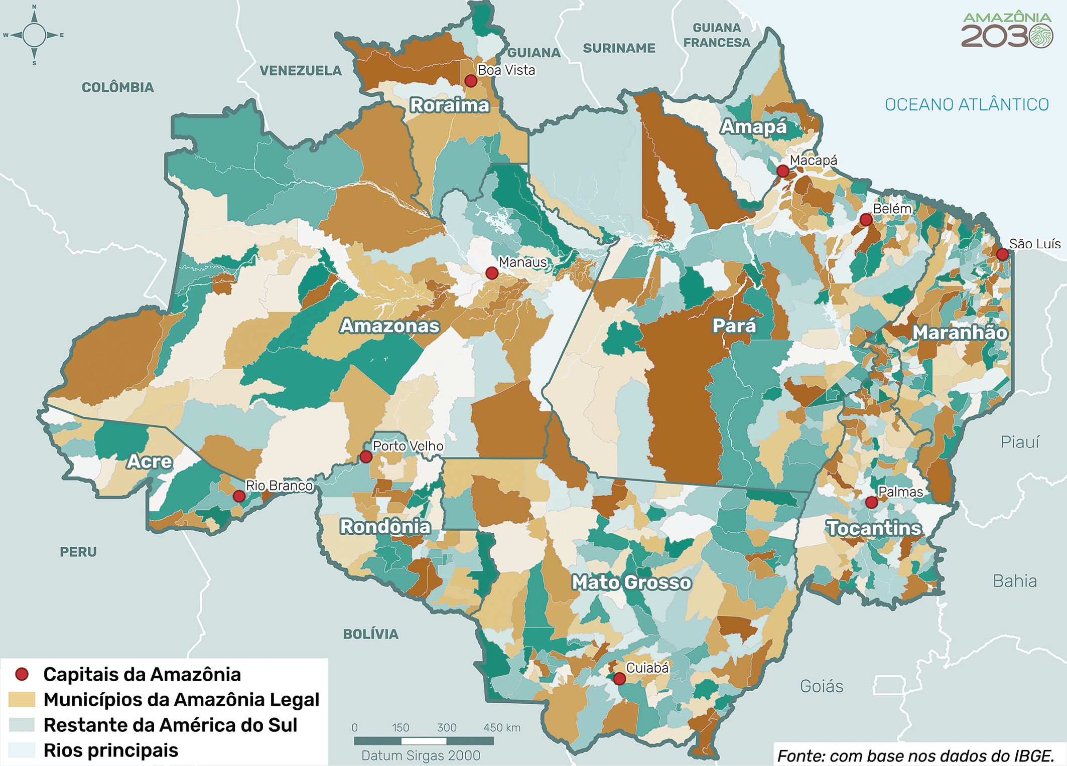 Os municípios da Amazônia Legal.
