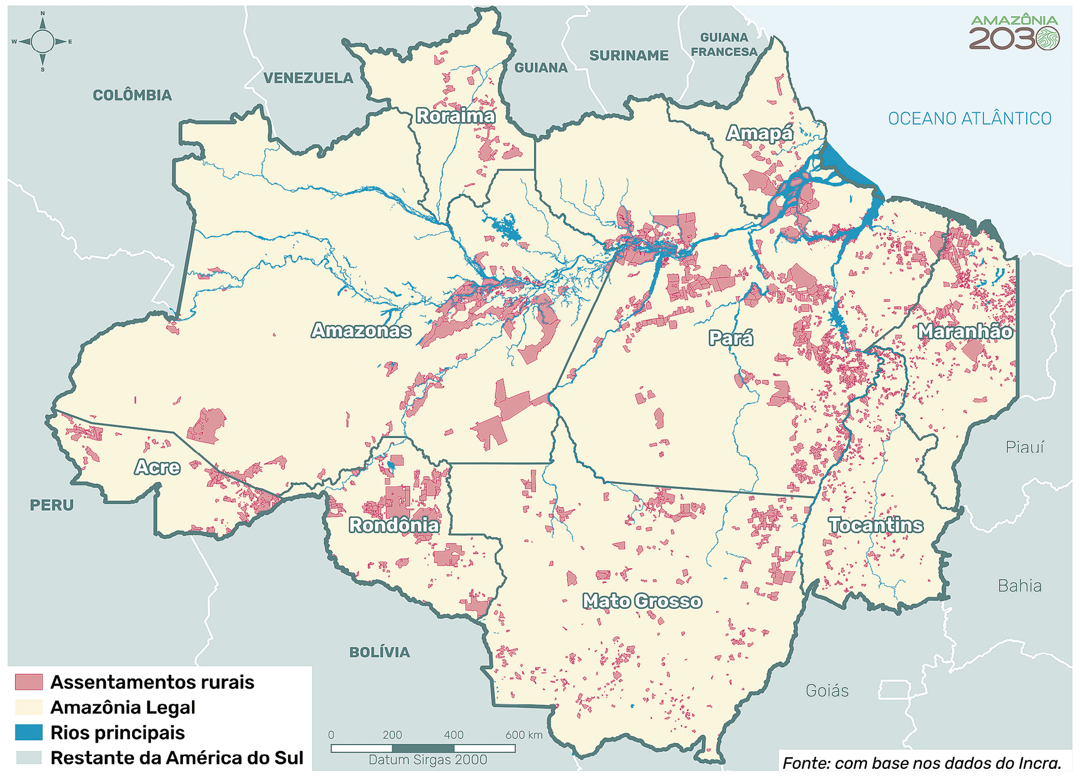 Assentamentos rurais na Amazônia Legal, 2024.
