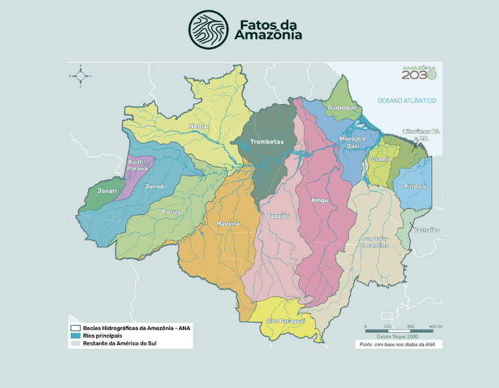 Mapa: Sub-bacias Hidrográficas na Amazônia Legal