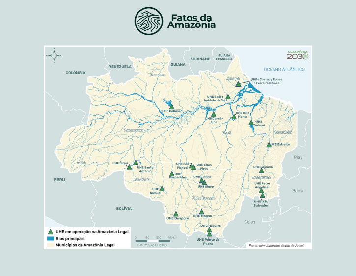 Mapa: Usinas Hidrelétricas em Operação na Amazônia Legal