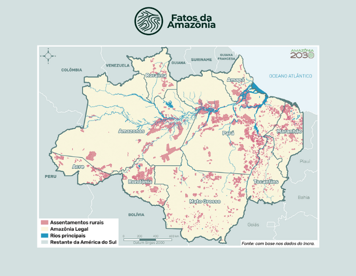 Mapa: Assentamentos rurais na Amazônia Legal, 2024.