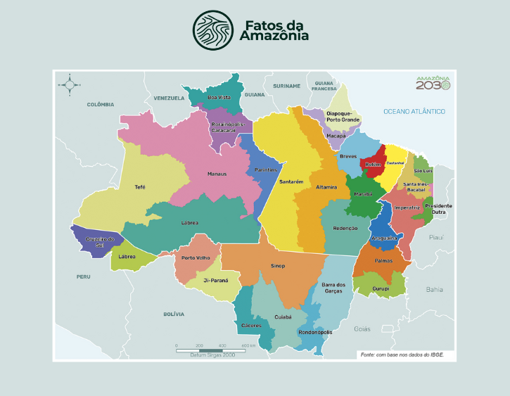 Mapa: Regiões Intermediárias do IBGE da Amazônia Legal.
