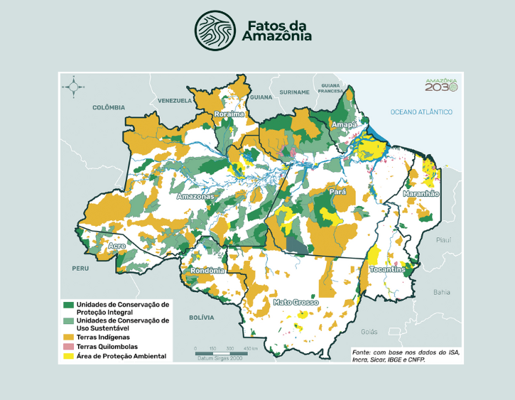 Mapa: Áreas Protegidas da Amazônia Legal, 2024. 